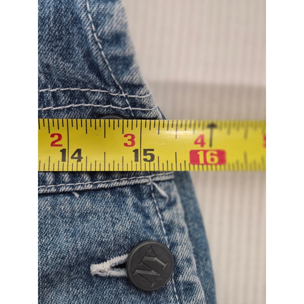 New York Jeans Vintage 90s Denim Shortalls Light Wash Blue Overalls Shorts L - Picture 10 of 10